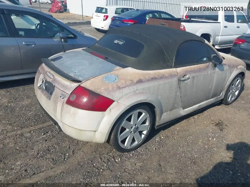 2003 Audi Tt 1.8L VIN: TRUUT28N031003263 Lot: 42565450