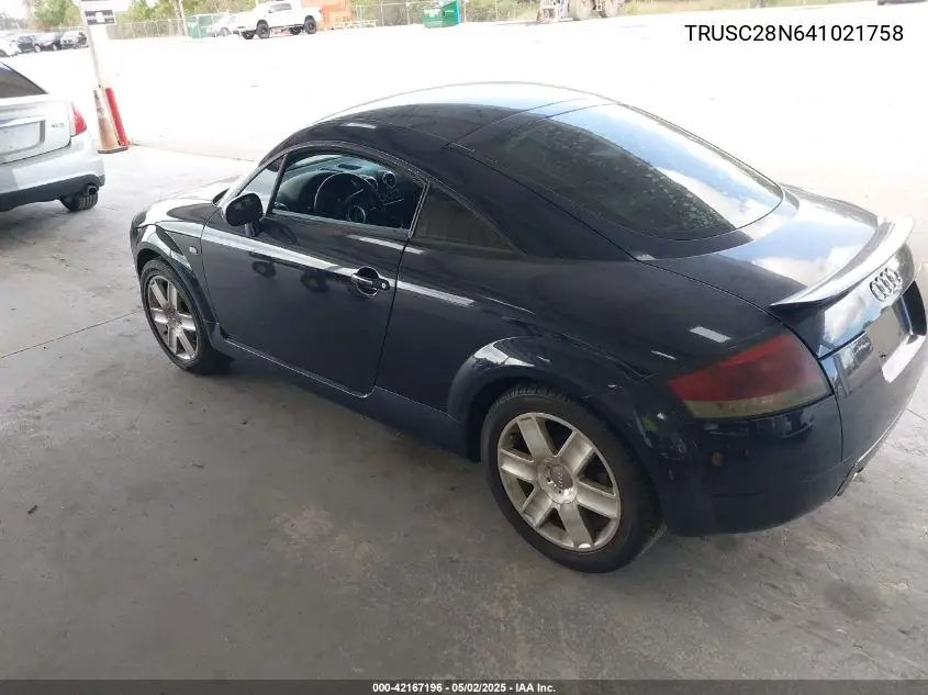 2004 Audi Tt 1.8L VIN: TRUSC28N641021758 Lot: 42167196