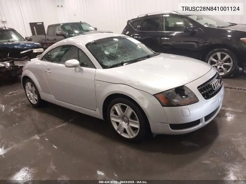 2004 Audi Tt 1.8L VIN: TRUSC28N841001124 Lot: 42416192