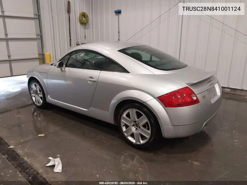 2004 Audi Tt 1.8L VIN: TRUSC28N841001124 Lot: 42416192