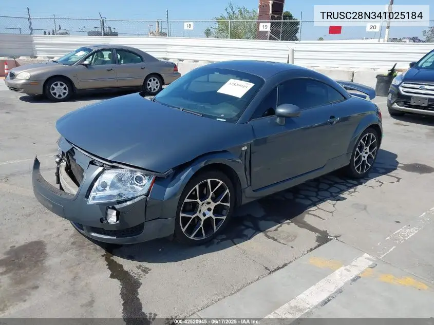 2004 Audi Tt 1.8L VIN: TRUSC28N341025184 Lot: 42520945