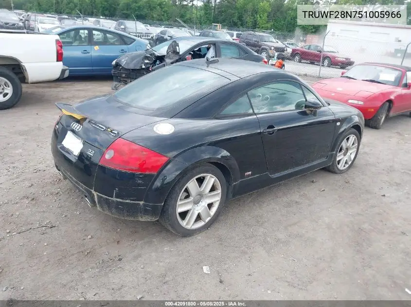 2005 Audi Tt 3.2L VIN: TRUWF28N751005966 Lot: 42091800