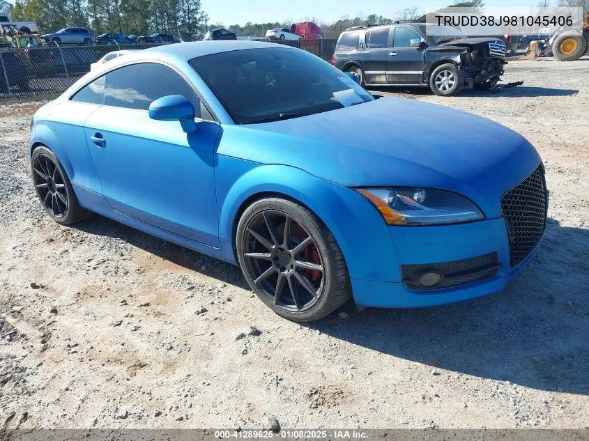 2008 Audi Tt 3.2 VIN: TRUDD38J981045406 Lot: 41289625