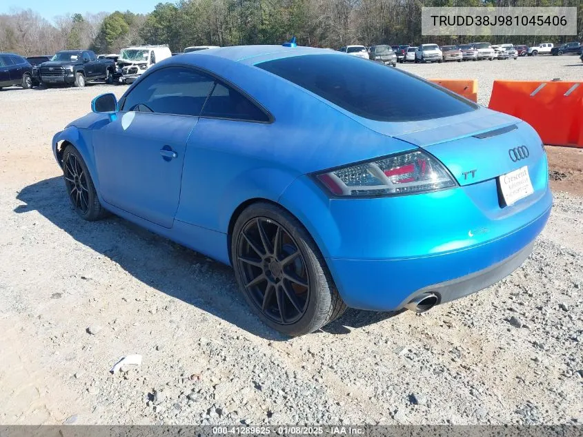 2008 Audi Tt 3.2 VIN: TRUDD38J981045406 Lot: 41289625