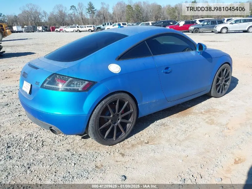 2008 Audi Tt 3.2 VIN: TRUDD38J981045406 Lot: 41289625