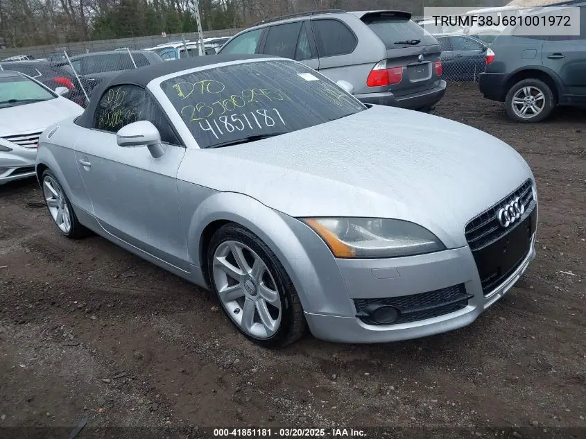 2008 Audi Tt 2.0T VIN: TRUMF38J681001972 Lot: 41851181
