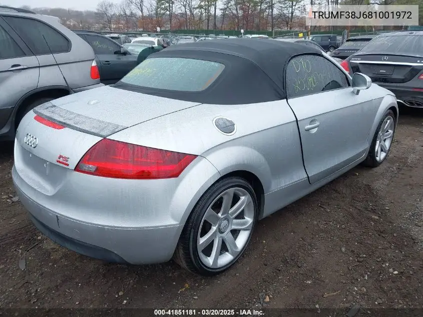 2008 Audi Tt 2.0T VIN: TRUMF38J681001972 Lot: 41851181