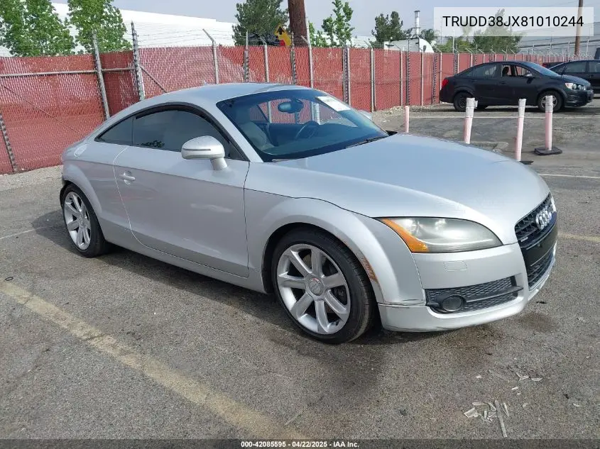 2008 Audi Tt 3.2 VIN: TRUDD38JX81010244 Lot: 42085595