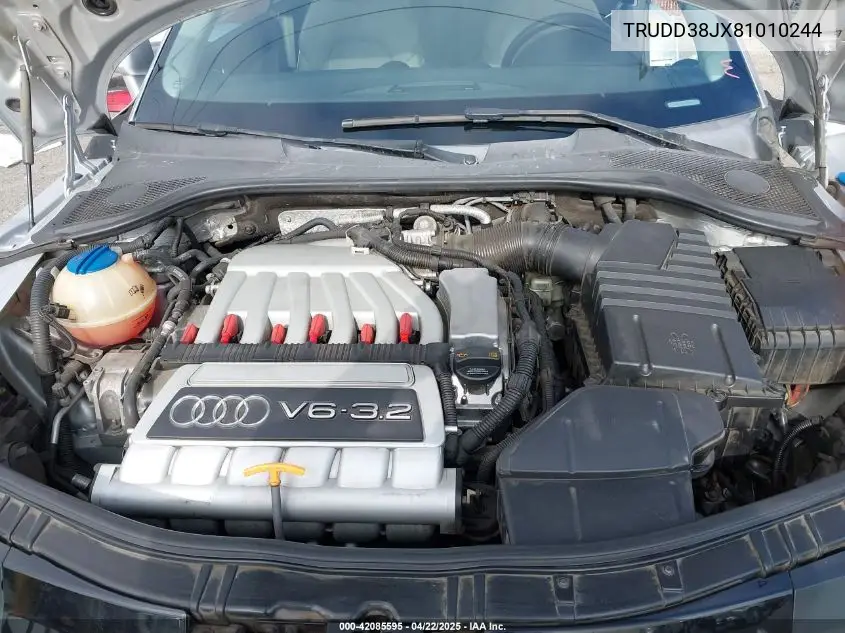2008 Audi Tt 3.2 VIN: TRUDD38JX81010244 Lot: 42085595
