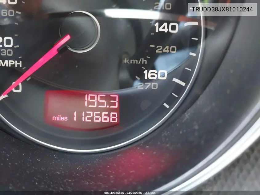 2008 Audi Tt 3.2 VIN: TRUDD38JX81010244 Lot: 42085595