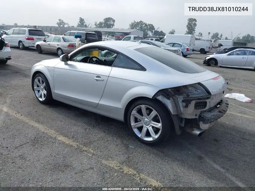 2008 Audi Tt 3.2 VIN: TRUDD38JX81010244 Lot: 42085595