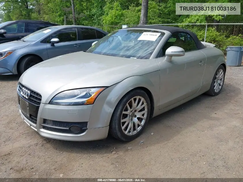 2008 Audi Tt 3.2 VIN: TRURD38J181003186 Lot: 42170068