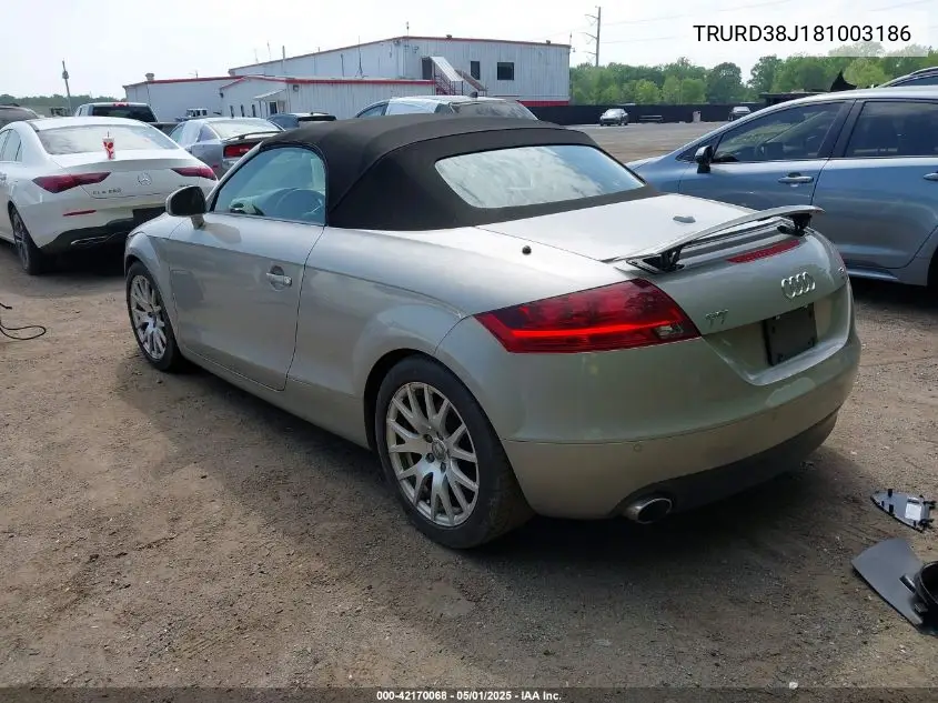 2008 Audi Tt 3.2 VIN: TRURD38J181003186 Lot: 42170068