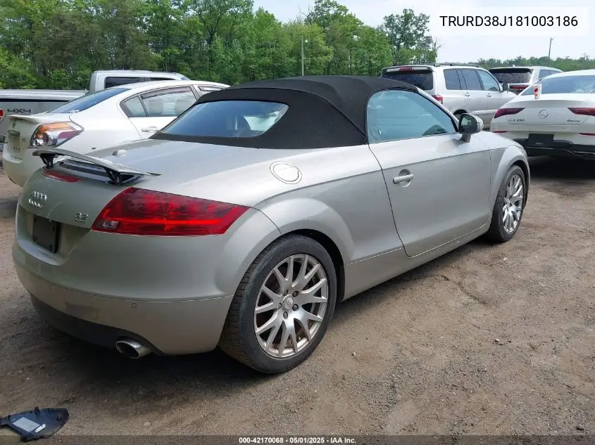 2008 Audi Tt 3.2 VIN: TRURD38J181003186 Lot: 42170068