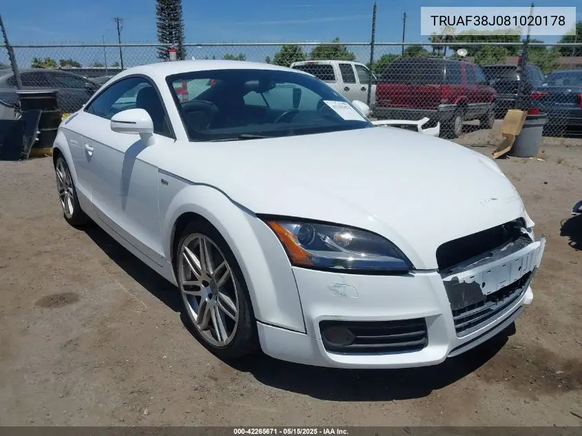 2008 Audi Tt 2.0T VIN: TRUAF38J081020178 Lot: 42265671