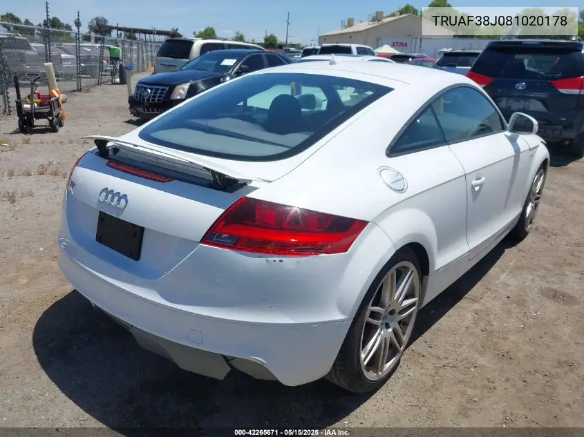 2008 Audi Tt 2.0T VIN: TRUAF38J081020178 Lot: 42265671