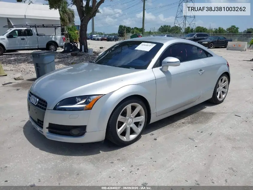 2008 Audi Tt 2.0T VIN: TRUAF38J381003262 Lot: 42440227