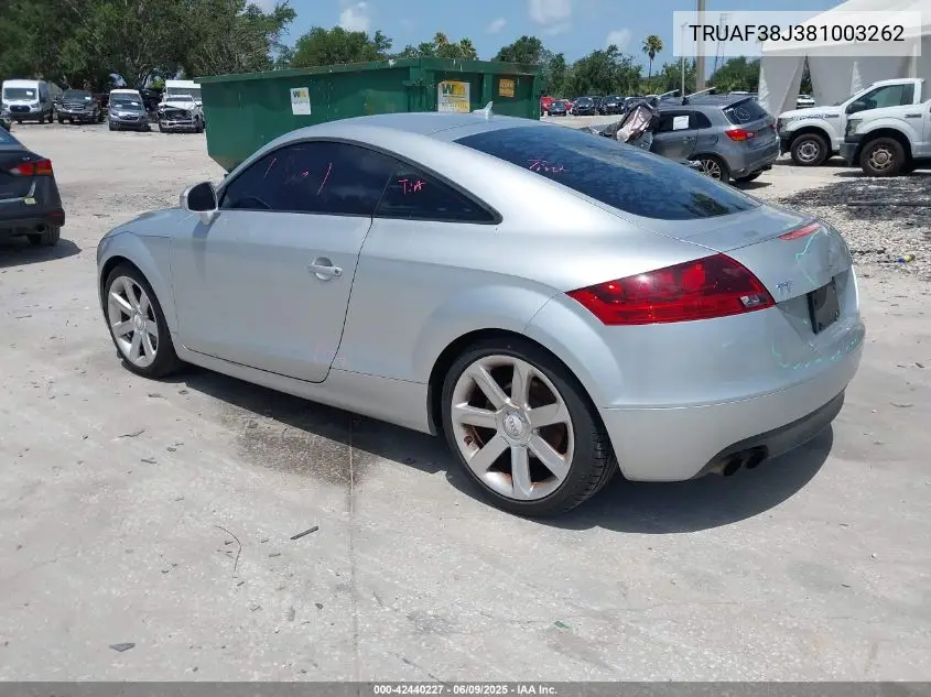 2008 Audi Tt 2.0T VIN: TRUAF38J381003262 Lot: 42440227