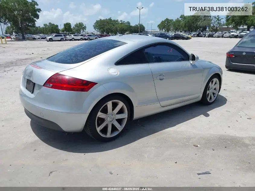 2008 Audi Tt 2.0T VIN: TRUAF38J381003262 Lot: 42440227