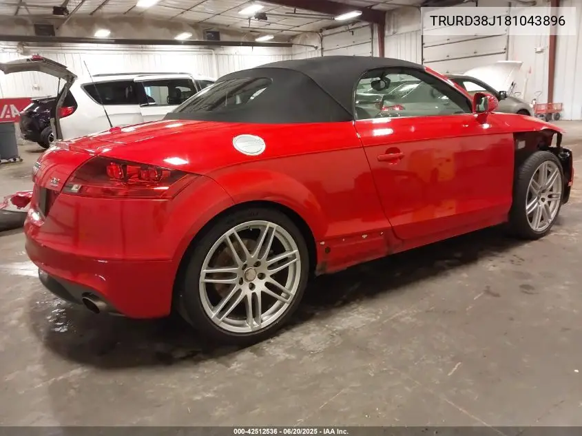 2008 Audi Tt 3.2 VIN: TRURD38J181043896 Lot: 42512536