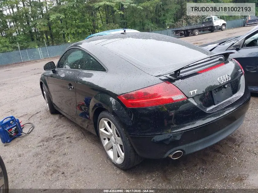 2008 Audi Tt 3.2 VIN: TRUDD38J181002193 Lot: 42522990