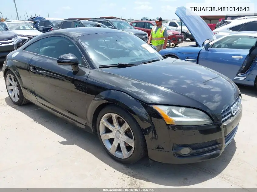 2008 Audi Tt 2.0T VIN: TRUAF38J481014643 Lot: 42536088