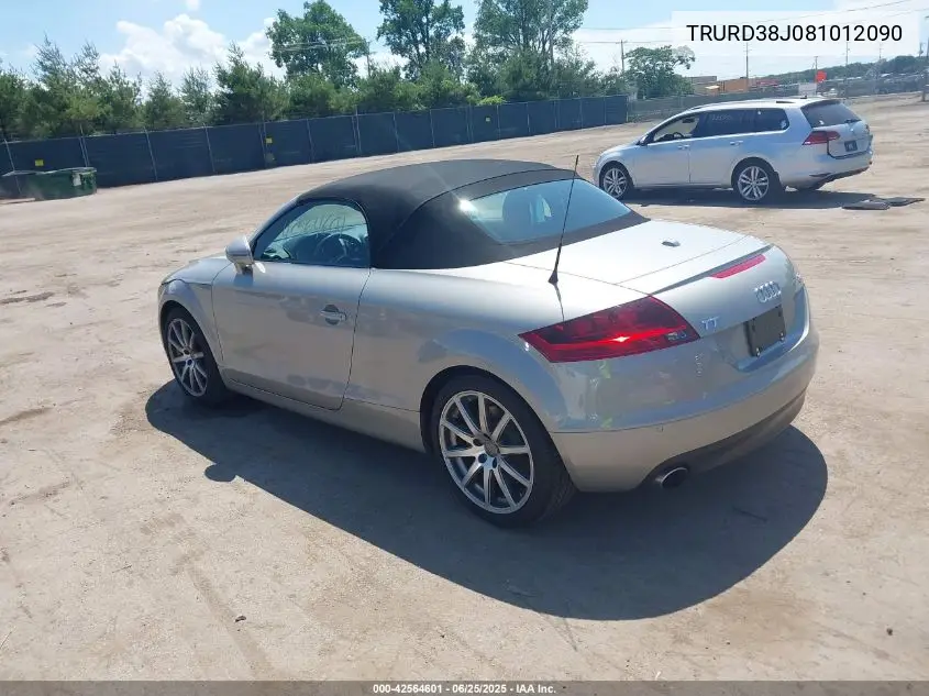 2008 Audi Tt 3.2 VIN: TRURD38J081012090 Lot: 42564601