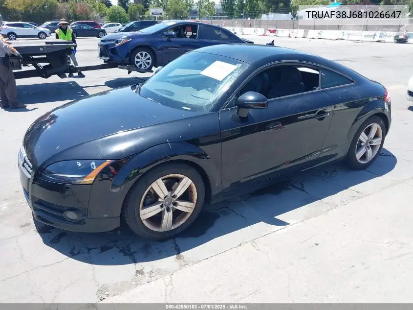 2008 Audi Tt 2.0T VIN: TRUAF38J681026647 Lot: 42650153