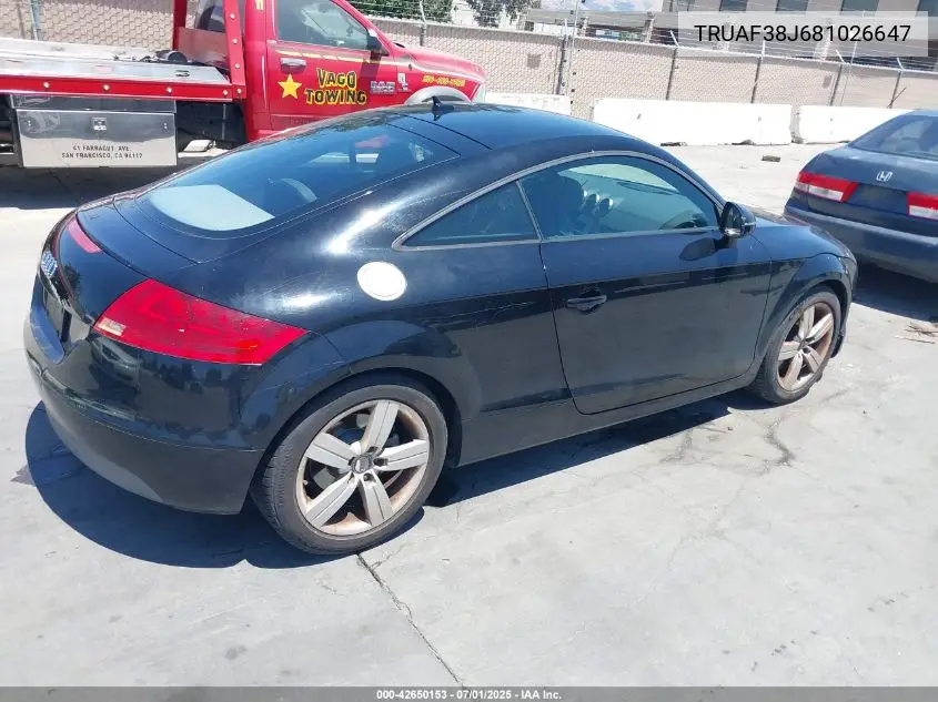 2008 Audi Tt 2.0T VIN: TRUAF38J681026647 Lot: 42650153