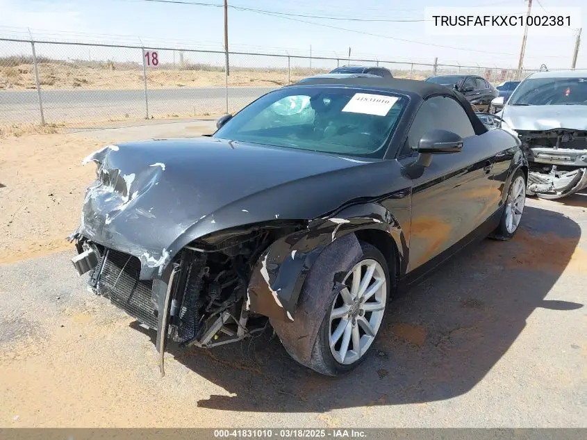 2012 Audi Tt 2.0T Premium Plus VIN: TRUSFAFKXC1002381 Lot: 41831010
