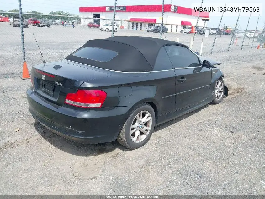 2008 BMW 128 I VIN: WBAUN13548VH79563 Lot: 42186957