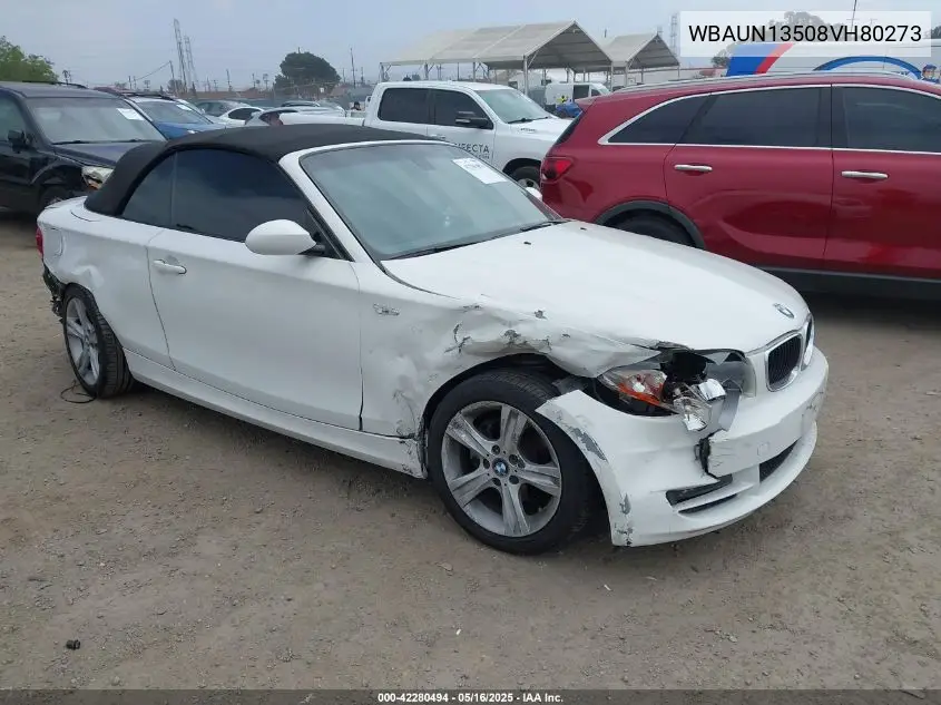 2008 BMW 128I VIN: WBAUN13508VH80273 Lot: 42280494