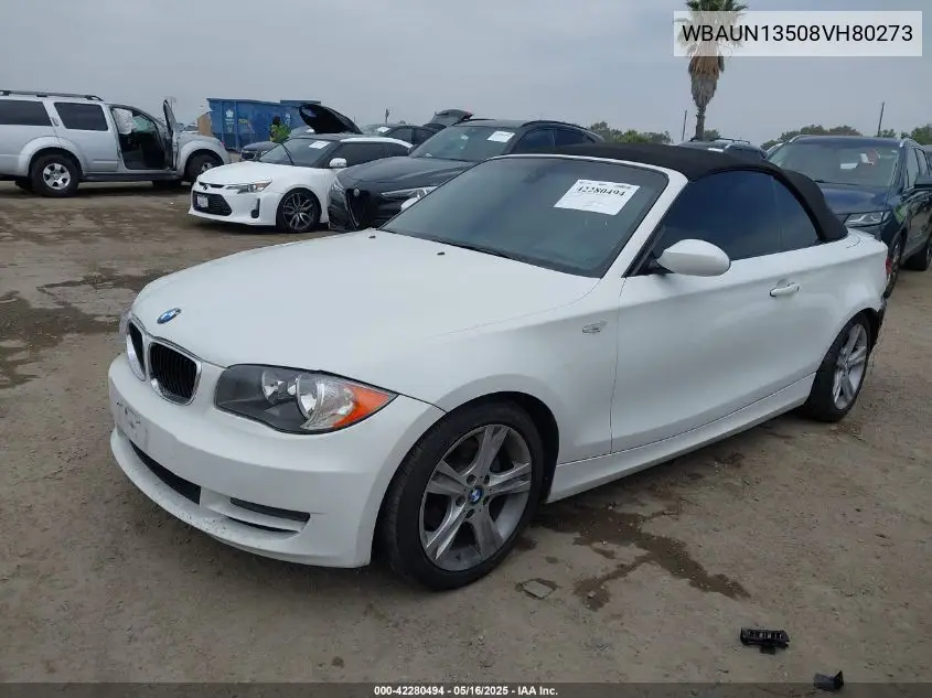 2008 BMW 128I VIN: WBAUN13508VH80273 Lot: 42280494