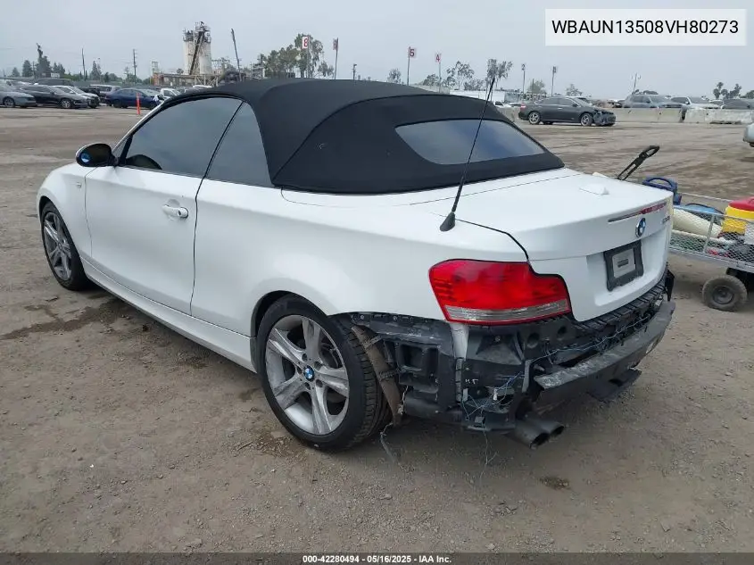 2008 BMW 128I VIN: WBAUN13508VH80273 Lot: 42280494