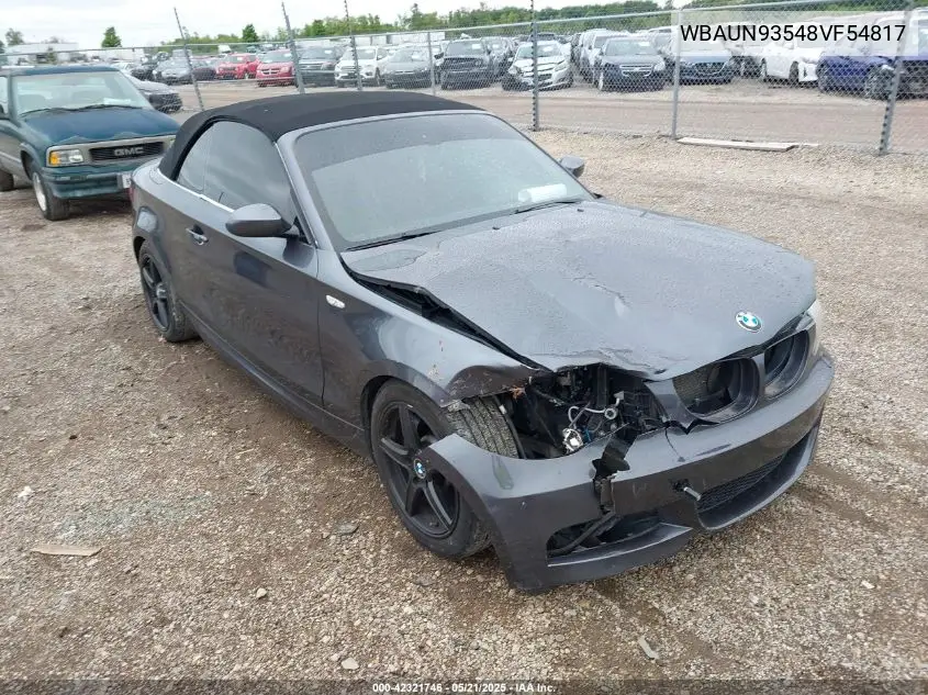 2008 BMW 135I VIN: WBAUN93548VF54817 Lot: 42321746