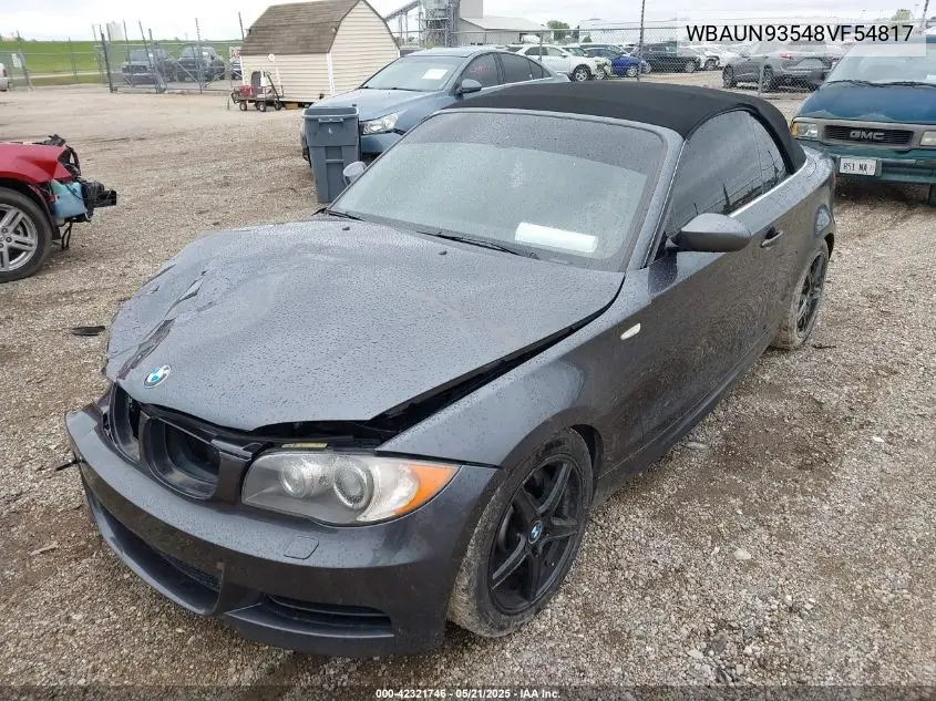 2008 BMW 135I VIN: WBAUN93548VF54817 Lot: 42321746