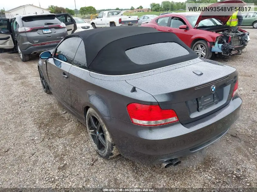 2008 BMW 135I VIN: WBAUN93548VF54817 Lot: 42321746