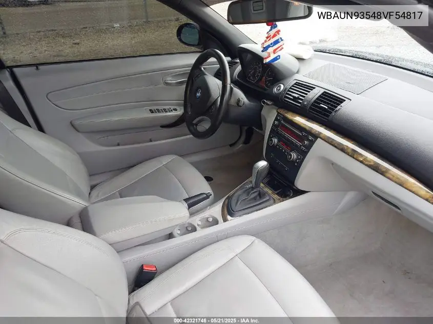 2008 BMW 135I VIN: WBAUN93548VF54817 Lot: 42321746