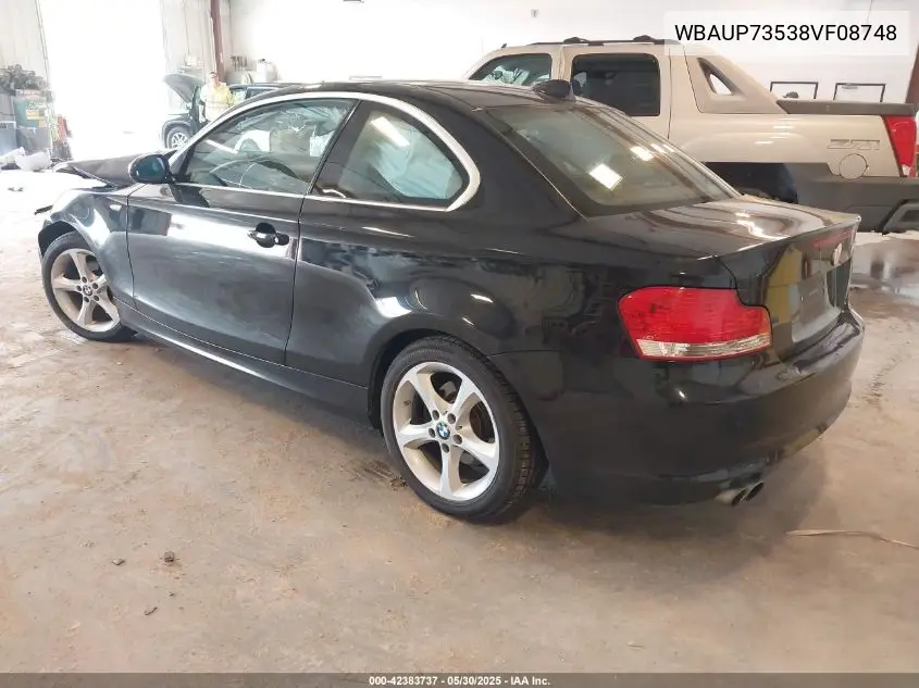 2008 BMW 128I VIN: WBAUP73538VF08748 Lot: 42383737