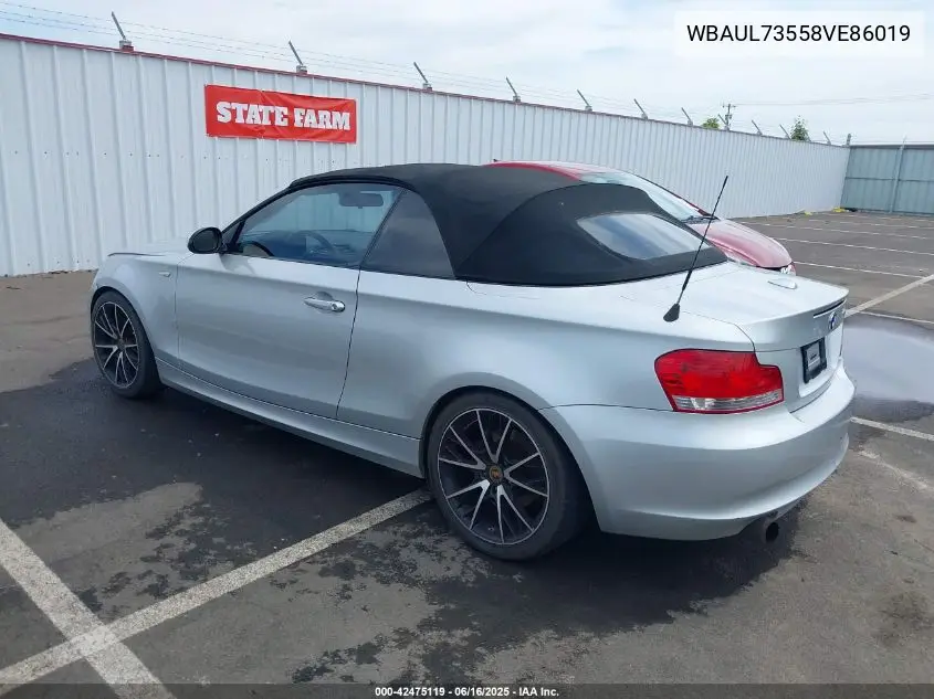 2008 BMW 128I VIN: WBAUL73558VE86019 Lot: 42475119