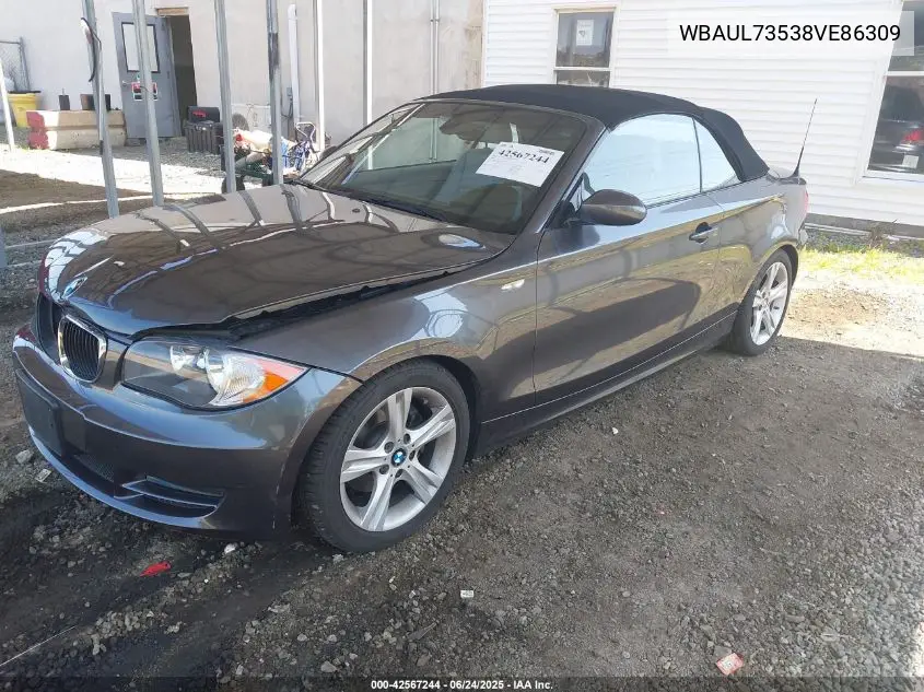 2008 BMW 128I VIN: WBAUL73538VE86309 Lot: 42567244