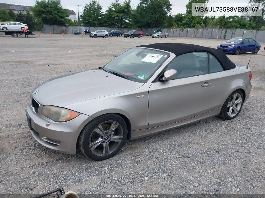 2008 BMW 128I VIN: WBAUL73588VE88167 Lot: 42589720