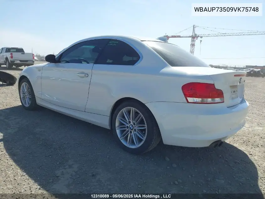 2009 BMW 128 I VIN: WBAUP73509VK75748 Lot: 12310089