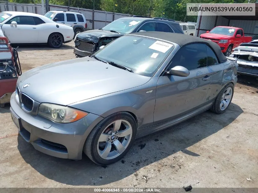 2009 BMW 135I VIN: WBAUN93539VK40560 Lot: 40066945
