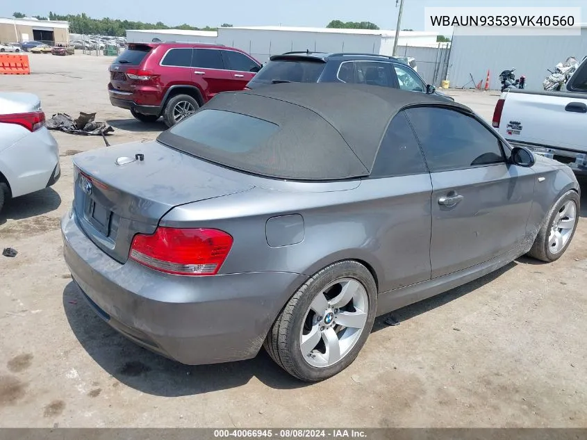 2009 BMW 135I VIN: WBAUN93539VK40560 Lot: 40066945