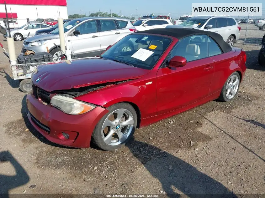 2012 BMW 128I VIN: WBAUL7C52CVM81561 Lot: 42569541