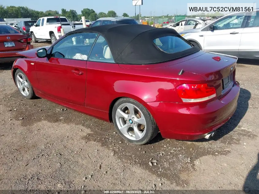 2012 BMW 128I VIN: WBAUL7C52CVM81561 Lot: 42569541
