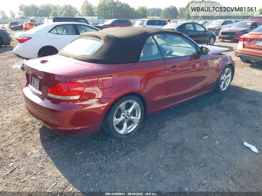 2012 BMW 128I VIN: WBAUL7C52CVM81561 Lot: 42569541