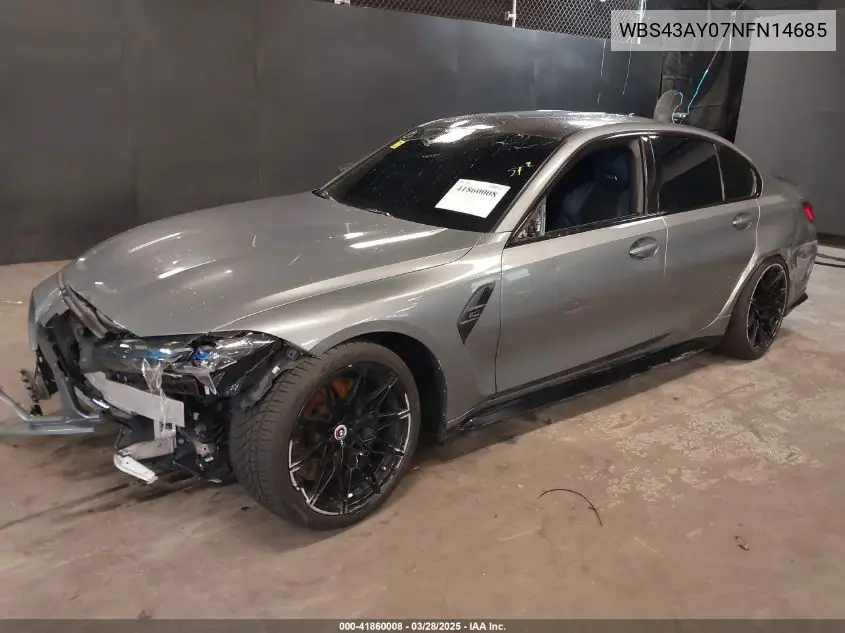 2022 BMW M3 Competition xDrive VIN: WBS43AY07NFN14685 Lot: 41860008