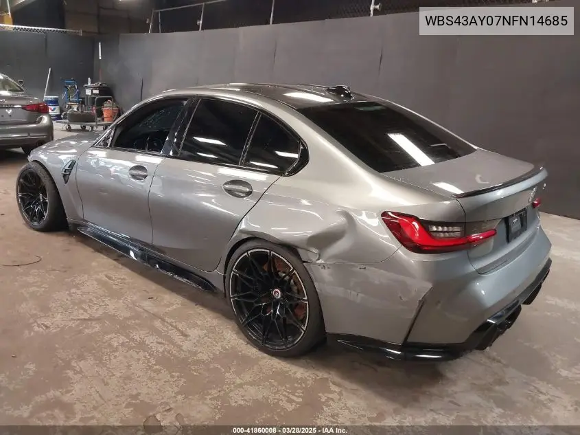 2022 BMW M3 Competition xDrive VIN: WBS43AY07NFN14685 Lot: 41860008